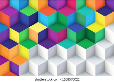 Abstract background with a 3D pattern in colors. Vector illustration.