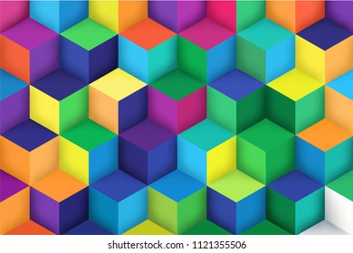 Abstract background with a 3D pattern in colors. 3D cubes vector for wallpaper, background. Vector illustration.