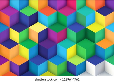 Abstract background with a 3D pattern in colors. 3D cubes vector for wallpaper, background. Vector illustration.