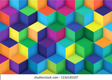 Abstract background with a 3D pattern in colors. 3D cubes vector for wallpaper, background, arts. Vector illustration.