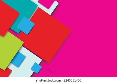 abstract background 3d Pink, red greenn geometric squares shape design
