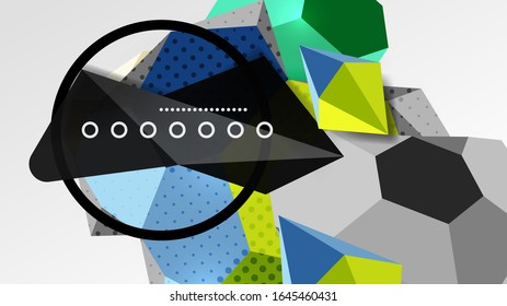 Fondo abstracto - 3d composición geométrica de formas poligonales. Ilustración vectorial para papel tapiz, pancarta, fondo, tarjeta, ilustración del libro, página de inicio
