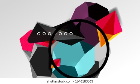 Fondo abstracto - 3d composición geométrica de formas poligonales. Ilustración vectorial para papel tapiz, pancarta, fondo, tarjeta, ilustración del libro, página de inicio