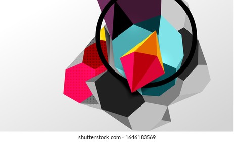 Abstrakter Hintergrund - Zusammensetzung polygonaler geometrischer Formen. Vektorillustration-Illustration für Bildschirmhintergrund, Banner, Hintergrund, Karte, Buchillustration, Landungsseite