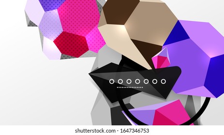 Abstract background - 3d polygonal geometric shapes composition. Vector Illustration For Wallpaper, Banner, Background, Card, Book Illustration, landing page