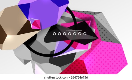 Fondo abstracto - 3d composición geométrica de formas poligonales. Ilustración vectorial para papel tapiz, pancarta, fondo, tarjeta, ilustración del libro, página de inicio