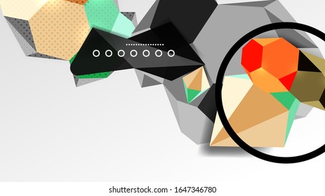 Fondo abstracto - 3d composición geométrica de formas poligonales. Ilustración vectorial para papel tapiz, pancarta, fondo, tarjeta, ilustración del libro, página de inicio