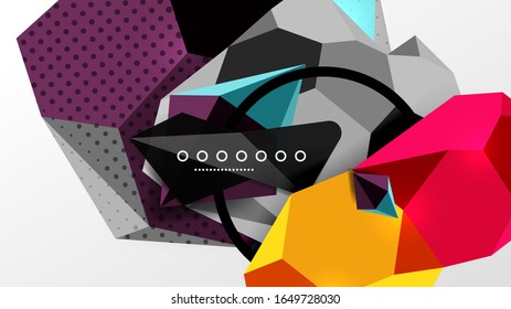 Abstract background - 3d polygonal geometric shapes composition. Vector Illustration For Wallpaper, Banner, Background, Card, Book Illustration, landing page