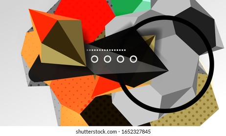 Abstrakter Hintergrund - Zusammensetzung polygonaler geometrischer Formen. Vektorillustration-Illustration für Bildschirmhintergrund, Banner, Hintergrund, Karte, Buchillustration, Landungsseite