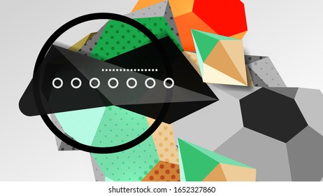 Fondo abstracto - 3d composición geométrica de formas poligonales. Ilustración vectorial para papel tapiz, pancarta, fondo, tarjeta, ilustración del libro, página de inicio