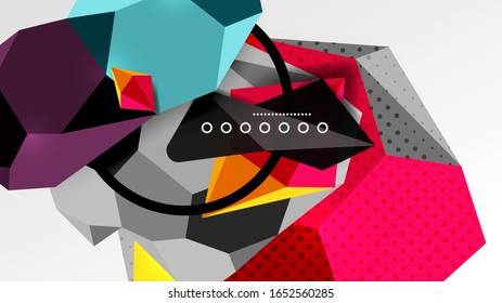 Fondo abstracto - 3d composición geométrica de formas poligonales. Ilustración vectorial para papel tapiz, pancarta, fondo, tarjeta, ilustración del libro, página de inicio