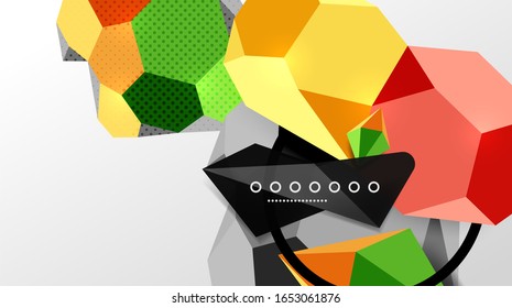 Abstract background - 3d polygonal geometric shapes composition. Vector Illustration For Wallpaper, Banner, Background, Card, Book Illustration, landing page