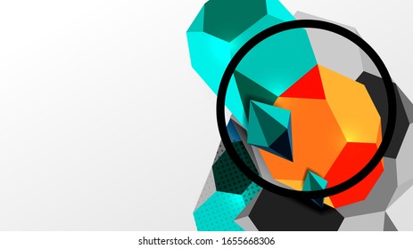 Fondo abstracto - 3d composición geométrica de formas poligonales. Ilustración vectorial para papel tapiz, pancarta, fondo, tarjeta, ilustración del libro, página de inicio