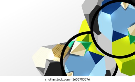 Fondo abstracto - 3d composición geométrica de formas poligonales. Ilustración vectorial para papel tapiz, pancarta, fondo, tarjeta, ilustración del libro, página de inicio