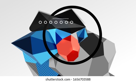 Fondo abstracto - 3d composición geométrica de formas poligonales. Ilustración vectorial para papel tapiz, pancarta, fondo, tarjeta, ilustración del libro, página de inicio