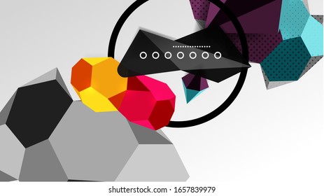 Fondo abstracto - 3d composición geométrica de formas poligonales. Ilustración vectorial para papel tapiz, pancarta, fondo, tarjeta, ilustración del libro, página de inicio