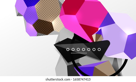 Fondo abstracto - 3d composición geométrica de formas poligonales. Ilustración vectorial para papel tapiz, pancarta, fondo, tarjeta, ilustración del libro, página de inicio