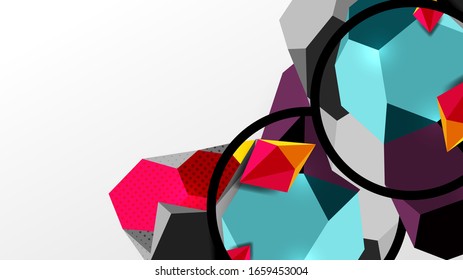Fondo abstracto - 3d composición geométrica de formas poligonales. Ilustración vectorial para papel tapiz, pancarta, fondo, tarjeta, ilustración del libro, página de inicio