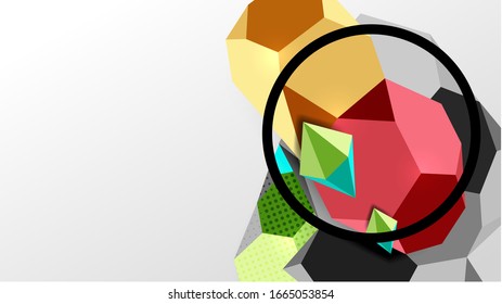 Fundo abstrato - Composição de formas geométricas poligonais 3d. Ilustração vetorial para papel de parede, banner, plano de fundo, cartão, ilustração de livro, página inicial
