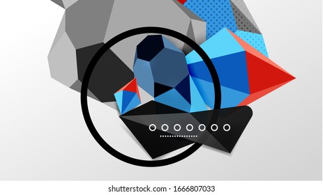 Fondo abstracto - 3d composición geométrica de formas poligonales. Ilustración vectorial para papel tapiz, pancarta, fondo, tarjeta, ilustración del libro, página de inicio