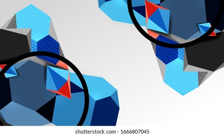 Fondo abstracto - 3d composición geométrica de formas poligonales. Ilustración vectorial para papel tapiz, pancarta, fondo, tarjeta, ilustración del libro, página de inicio