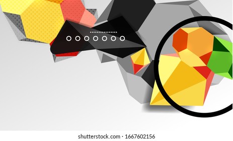 Fondo abstracto - 3d composición geométrica de formas poligonales. Ilustración vectorial para papel tapiz, pancarta, fondo, tarjeta, ilustración del libro, página de inicio