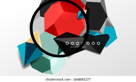 Abstrakter Hintergrund - Zusammensetzung polygonaler geometrischer Formen. Vektorillustration-Illustration für Bildschirmhintergrund, Banner, Hintergrund, Karte, Buchillustration, Landungsseite