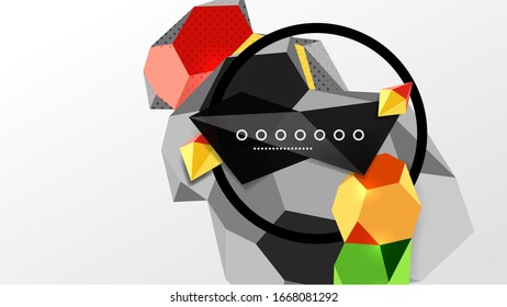 Fondo abstracto - 3d composición geométrica de formas poligonales. Ilustración vectorial para papel tapiz, pancarta, fondo, tarjeta, ilustración del libro, página de inicio