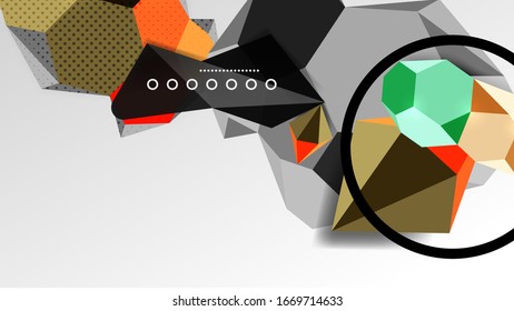 Fondo abstracto - 3d composición geométrica de formas poligonales. Ilustración vectorial para papel tapiz, pancarta, fondo, tarjeta, ilustración del libro, página de inicio