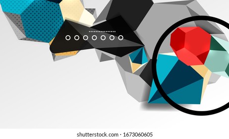 Fondo abstracto - 3d composición geométrica de formas poligonales. Ilustración vectorial para papel tapiz, pancarta, fondo, tarjeta, ilustración del libro, página de inicio