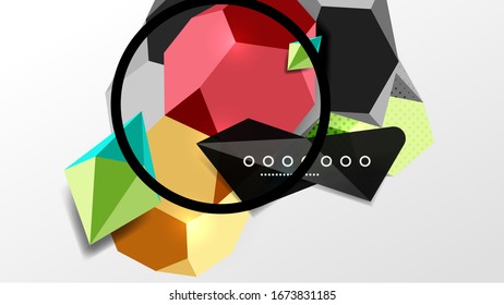 Fondo abstracto - 3d composición geométrica de formas poligonales. Ilustración vectorial para papel tapiz, pancarta, fondo, tarjeta, ilustración del libro, página de inicio