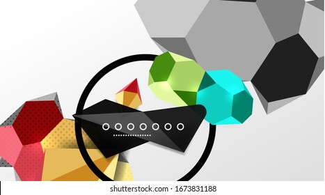 Abstrakter Hintergrund - Zusammensetzung polygonaler geometrischer Formen. Vektorillustration-Illustration für Bildschirmhintergrund, Banner, Hintergrund, Karte, Buchillustration, Landungsseite