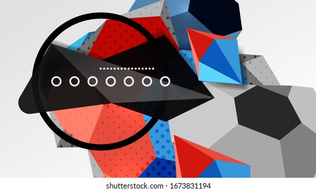 Abstrakter Hintergrund - Zusammensetzung polygonaler geometrischer Formen. Vektorillustration-Illustration für Bildschirmhintergrund, Banner, Hintergrund, Karte, Buchillustration, Landungsseite
