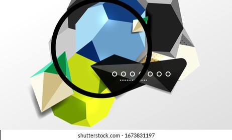 Abstrakter Hintergrund - Zusammensetzung polygonaler geometrischer Formen. Vektorillustration-Illustration für Bildschirmhintergrund, Banner, Hintergrund, Karte, Buchillustration, Landungsseite