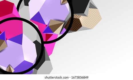 Fondo abstracto - 3d composición geométrica de formas poligonales. Ilustración vectorial para papel tapiz, pancarta, fondo, tarjeta, ilustración del libro, página de inicio