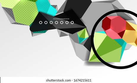Abstrakter Hintergrund - Zusammensetzung polygonaler geometrischer Formen. Vektorillustration-Illustration für Bildschirmhintergrund, Banner, Hintergrund, Karte, Buchillustration, Landungsseite
