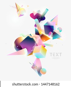 Abstract background  of 3D  primitive geometric shapes. Colorful design.