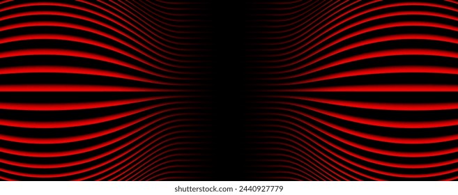 Abstract  background with 3D red black striped pattern, interesting radial symmetrical pattern minimal dark background, emboss design for business presentation, vector illustration.