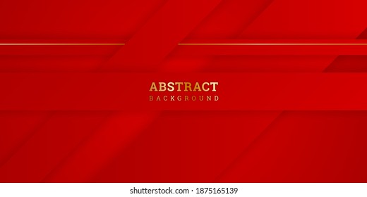 А fondo de abstracto 3D.  Fondo de capas rojas en estilo de corte de papel. Papel tapiz a rayas de papel tallado. Ilustración vectorial. Elegante cartel festivo. Decoración moderna. Cartel de diseño de lujo, volante.