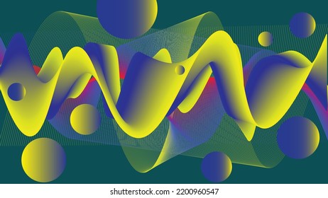 abstract background 3d resonance with yellow blue color for the cover template, web Page