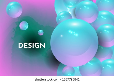 Fondo abstracto con esfera 3d, canicas, bolas de resplandor, globo de color gradiente, aplicable a banner, afiche, volante