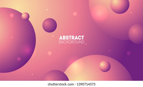 Abstract background with 3d spheres. Flying shining shapes with beautiful gradient