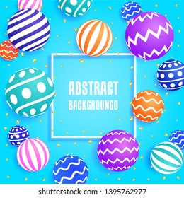 Abstract background with 3d spheres. Futuristic bright design with decorative balls. Modern vector backdrop is suitable for social media covers, posters, banner templates.