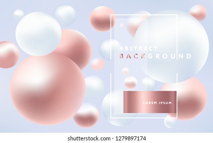 	
Abstract background with 3d spheres. Golden and white bubbles. Vector illustration of balls textured with halftone pattern. Jewelry cover concept. Horizontal banner. Decoration element for design