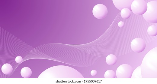 Abstract background with 3d spheres. Line design. Purple and pink background.