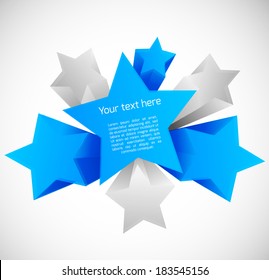 Abstract background with 3d stars. Design template. Vector illustration