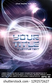 Abstract background with 3d stripes and lens on red sky background textured with metallic. Jewelry cover concept. Vertical banner. Decoration element for announcements, leaflets, posters, banners.