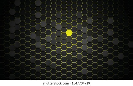 abstract background, 3d vector illustrator that has a hex geometric pattern with a bright yellow surface polished with a neon feel