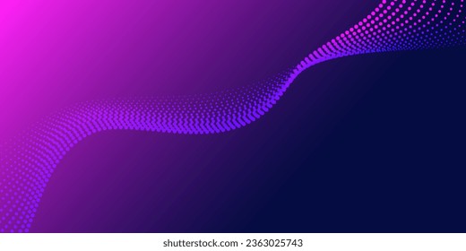 Fondo abstracto líneas de onda 3D flotando partículas de forma curva suave puntos de forma tecnología de malla mezclada concepto futurista