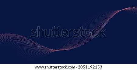 Abstract background 3D wave lines flowing particles smooth curve shape dots blended mesh technology futuristic concept. Vector illustration